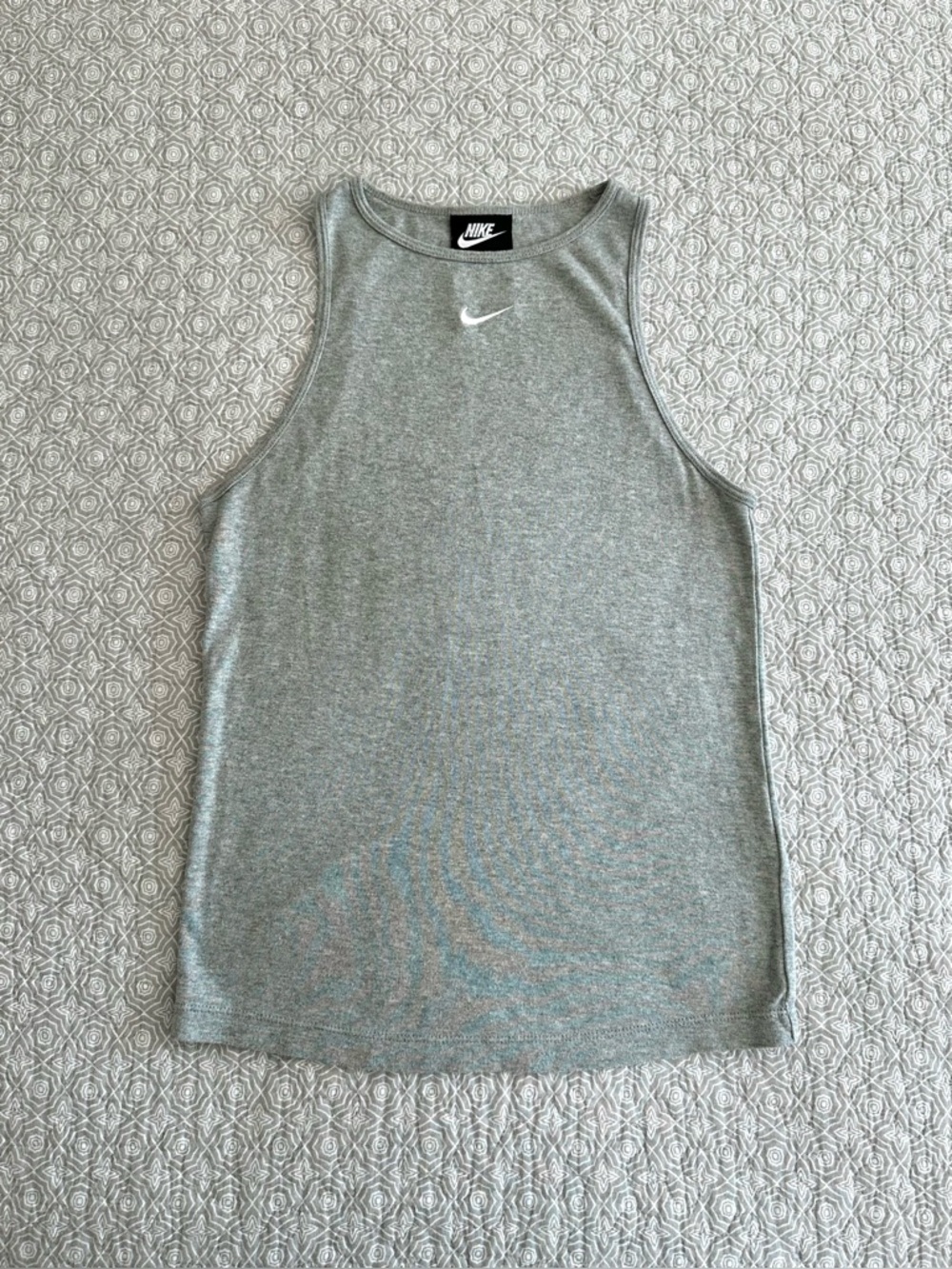 Nike Vintage Gray Tank Top Women’s Embroidered Center White Swoosh Size S